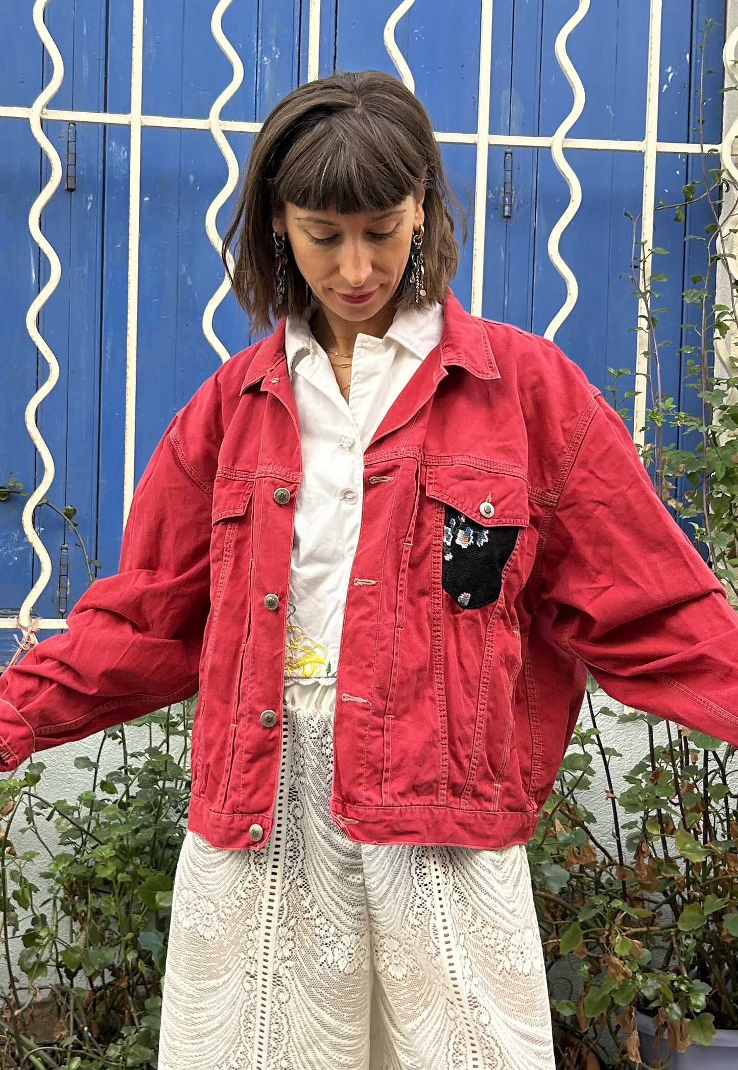 Upcycled jacket Fleurs Sauvages (M/L)
