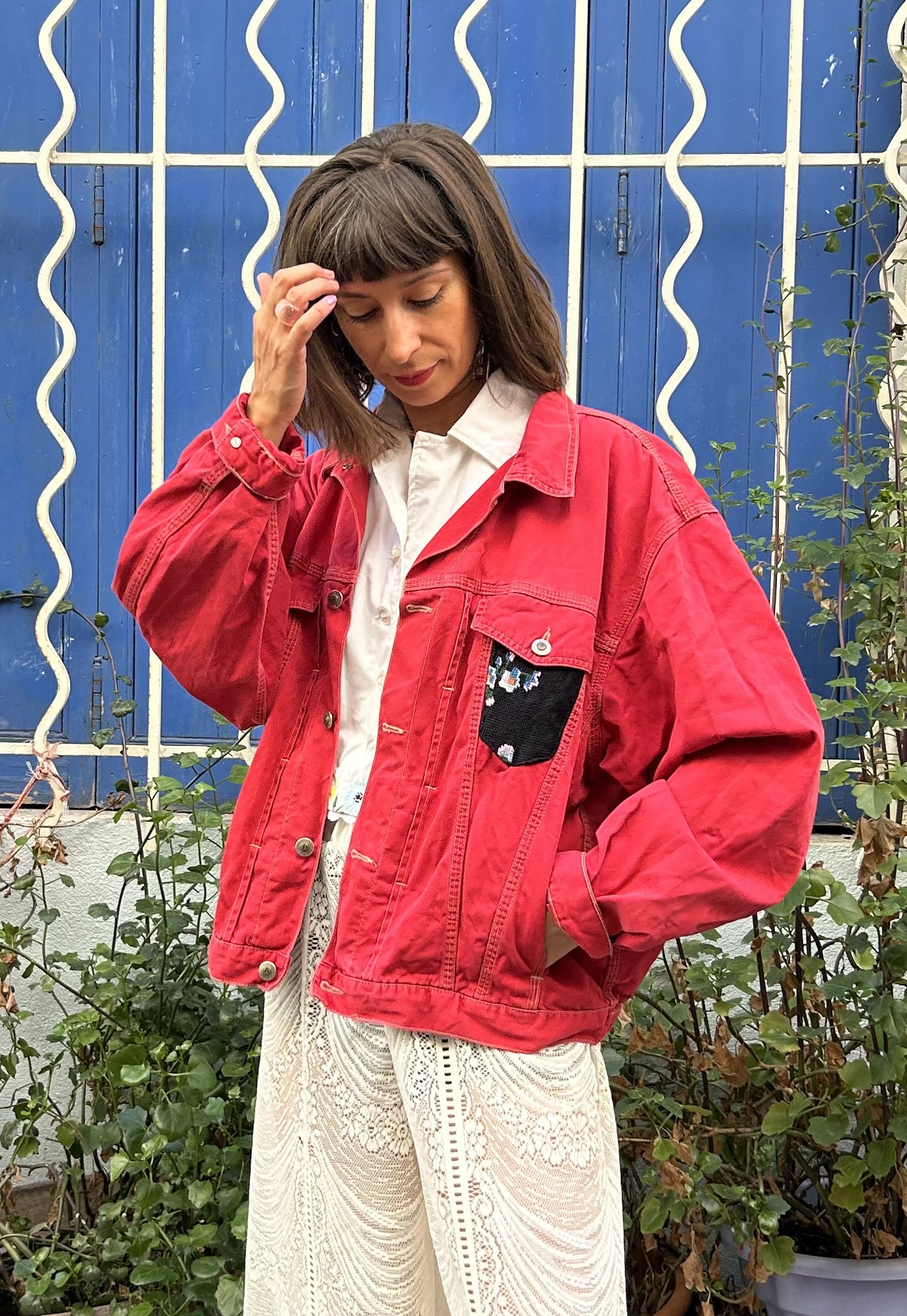 Upcycled jacket Fleurs Sauvages (M/L)