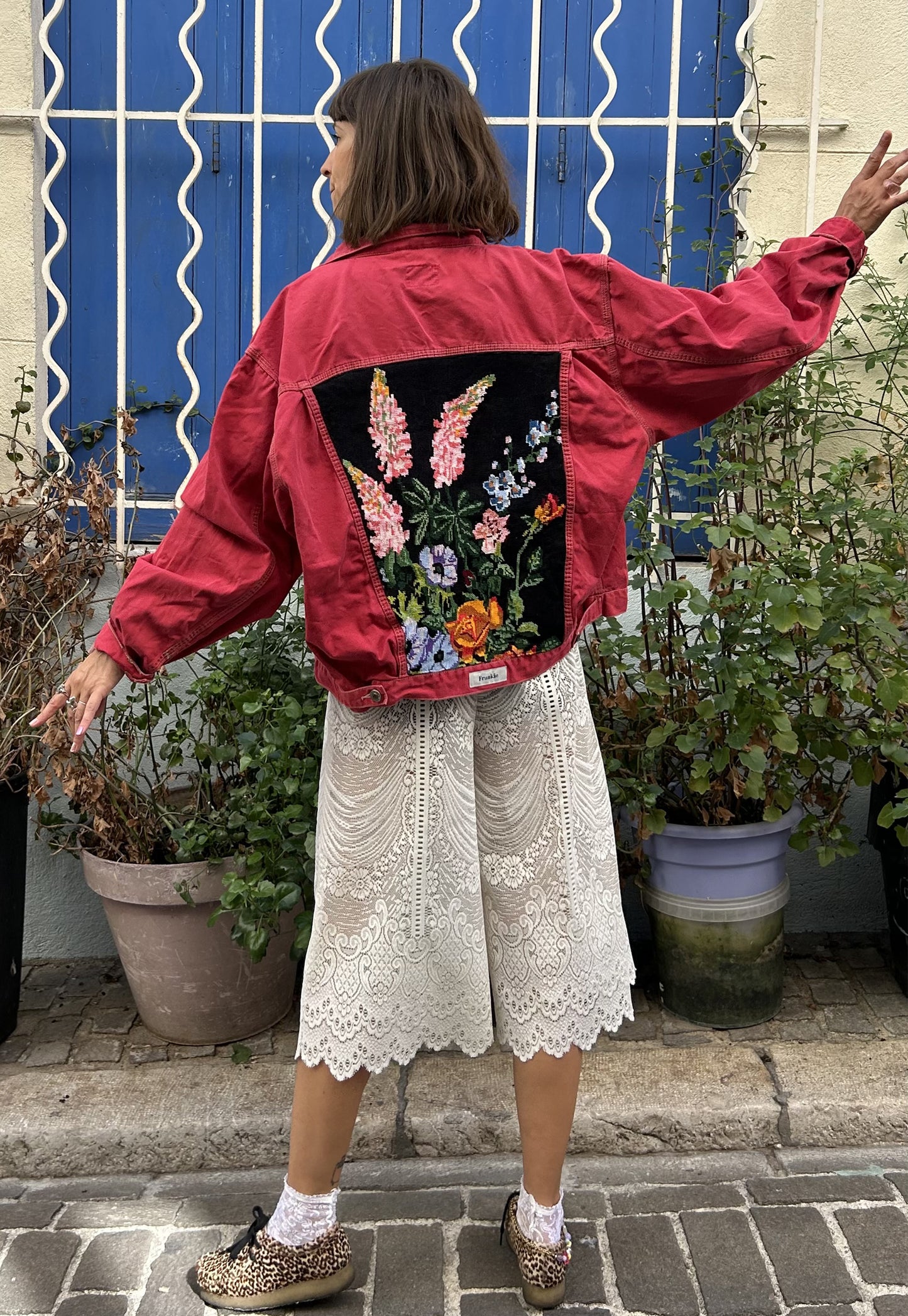 Upcycled jacket Fleurs Sauvages (M/L)
