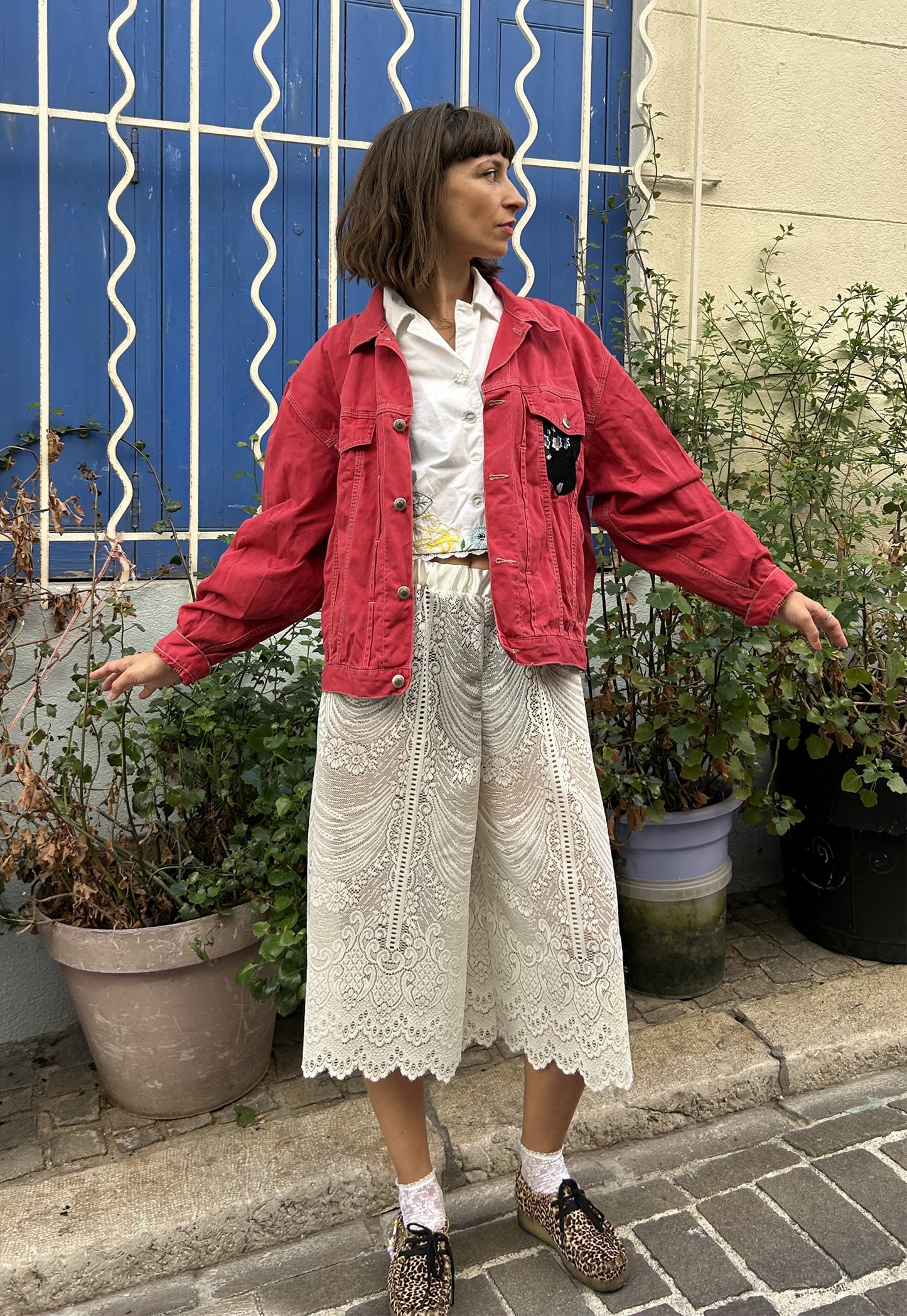 Upcycled jacket Fleurs Sauvages (M/L)