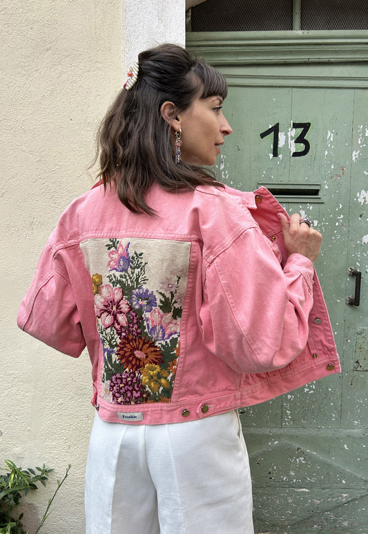 Upcycled jacket Summer bouquet (S/M)