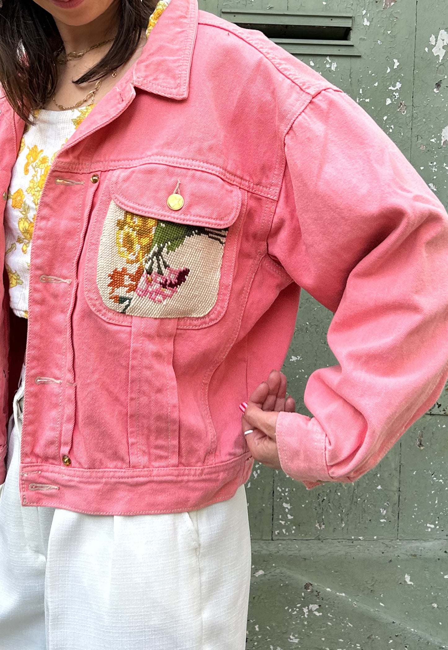 Upcycled jacket Summer bouquet (S/M)