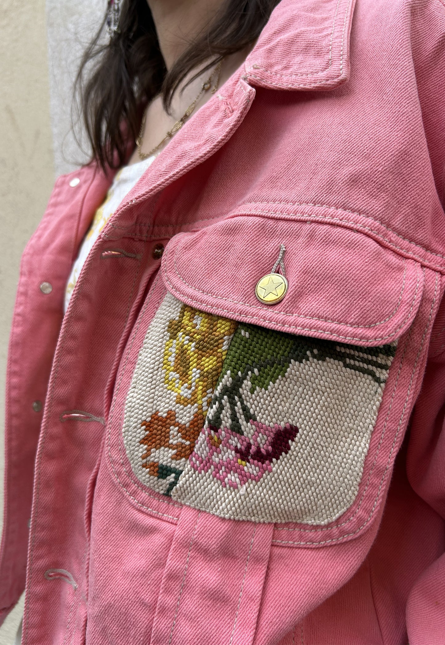 Upcycled jacket Summer bouquet (S/M)