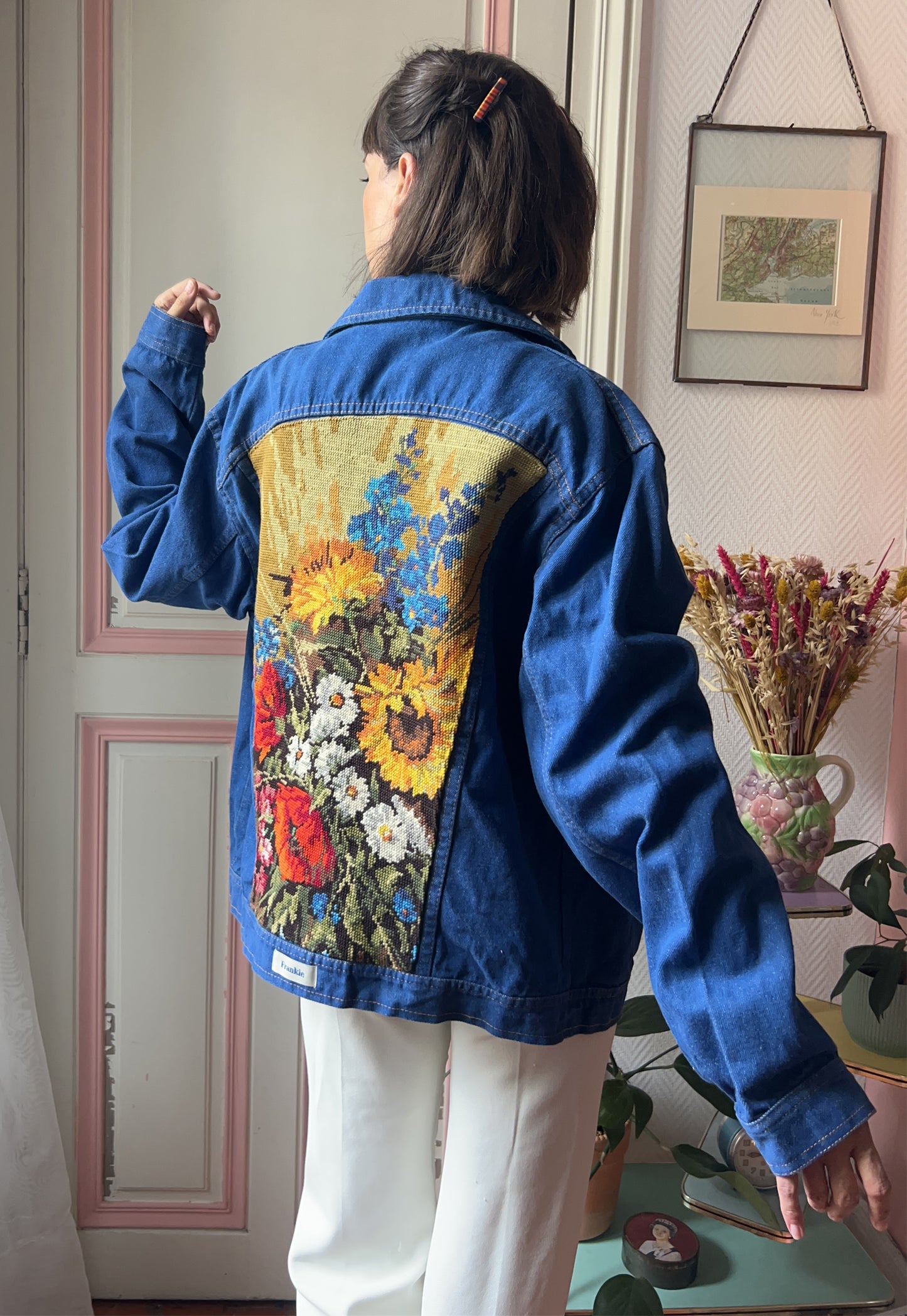 Upcycled jacket Sunflowers & Poppies (M/L)