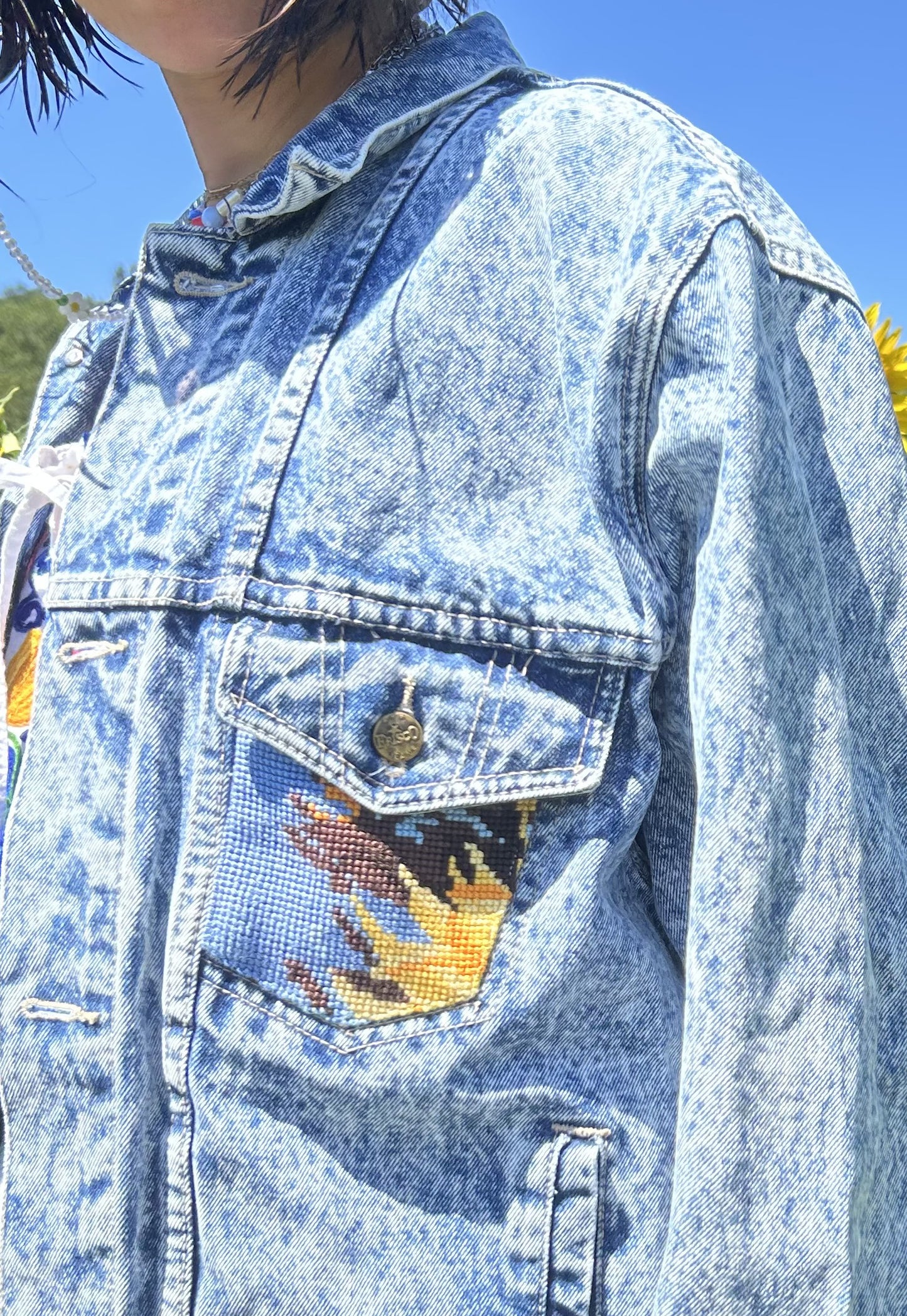 Upcycled jacket Sunflowers (L/XL)