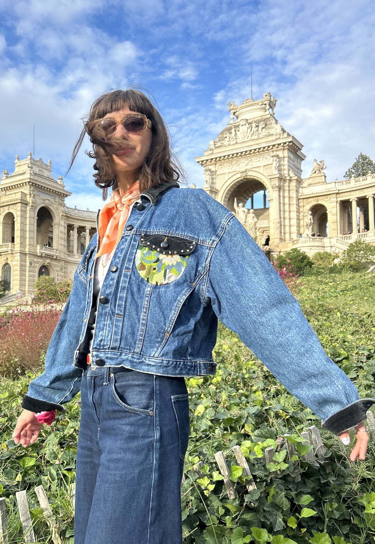 Upcycled jacket Swans (S/M)