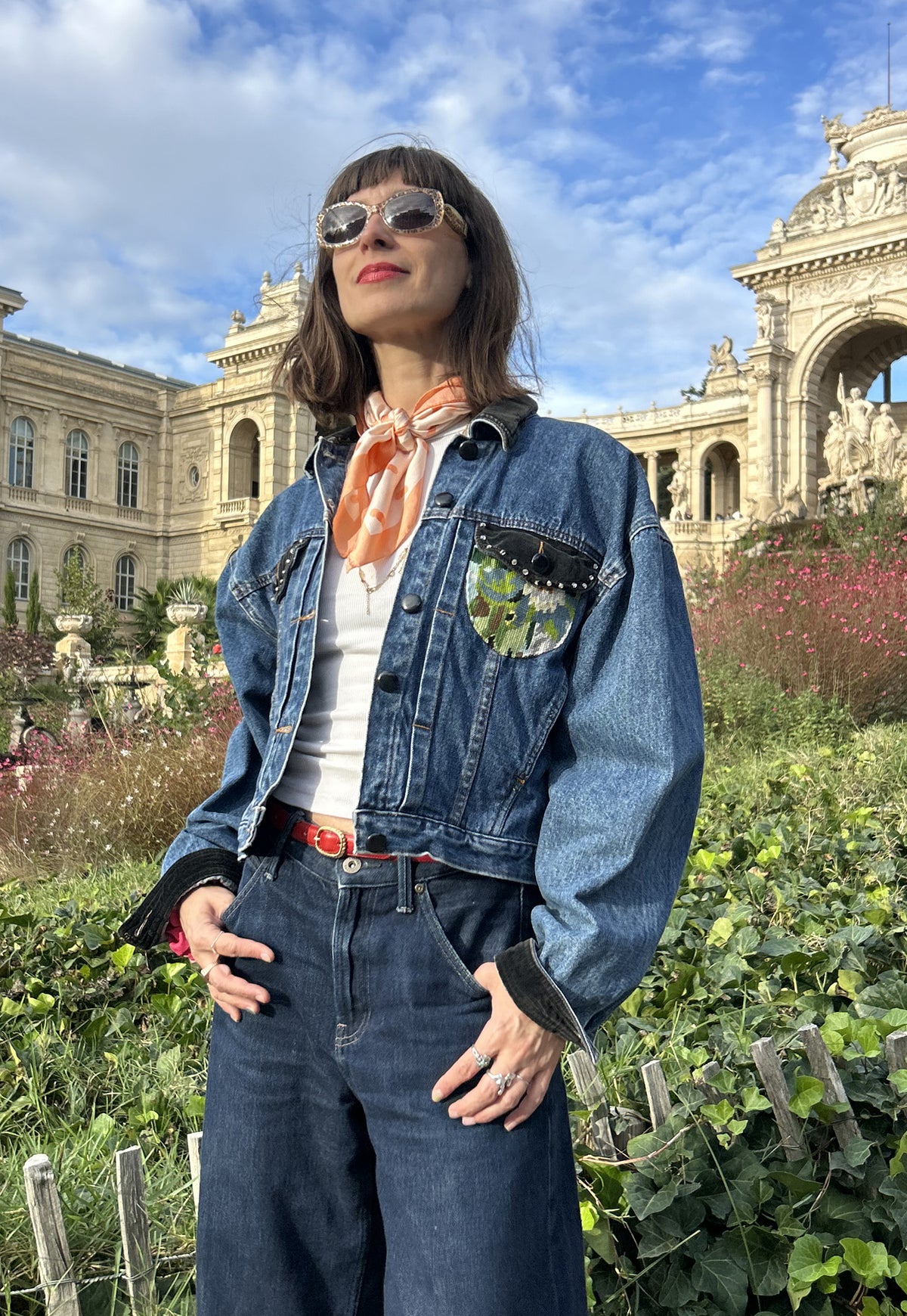 Upcycled jacket Swans (S/M)
