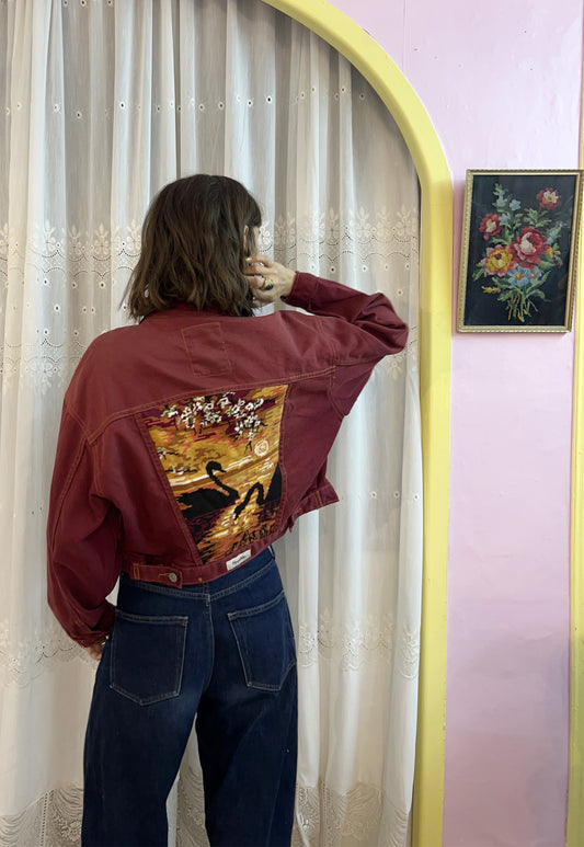 Upcycled jacket Swans & Sunset (S/M)