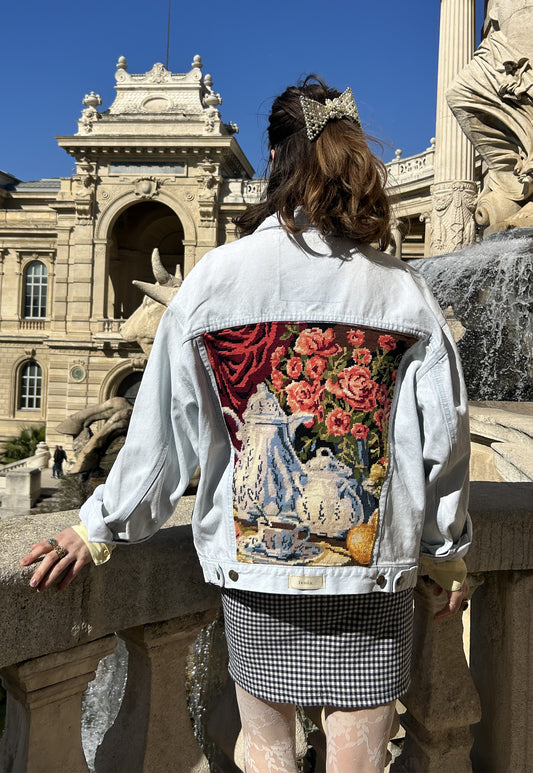 Upcycled jacket Tea Time (L)