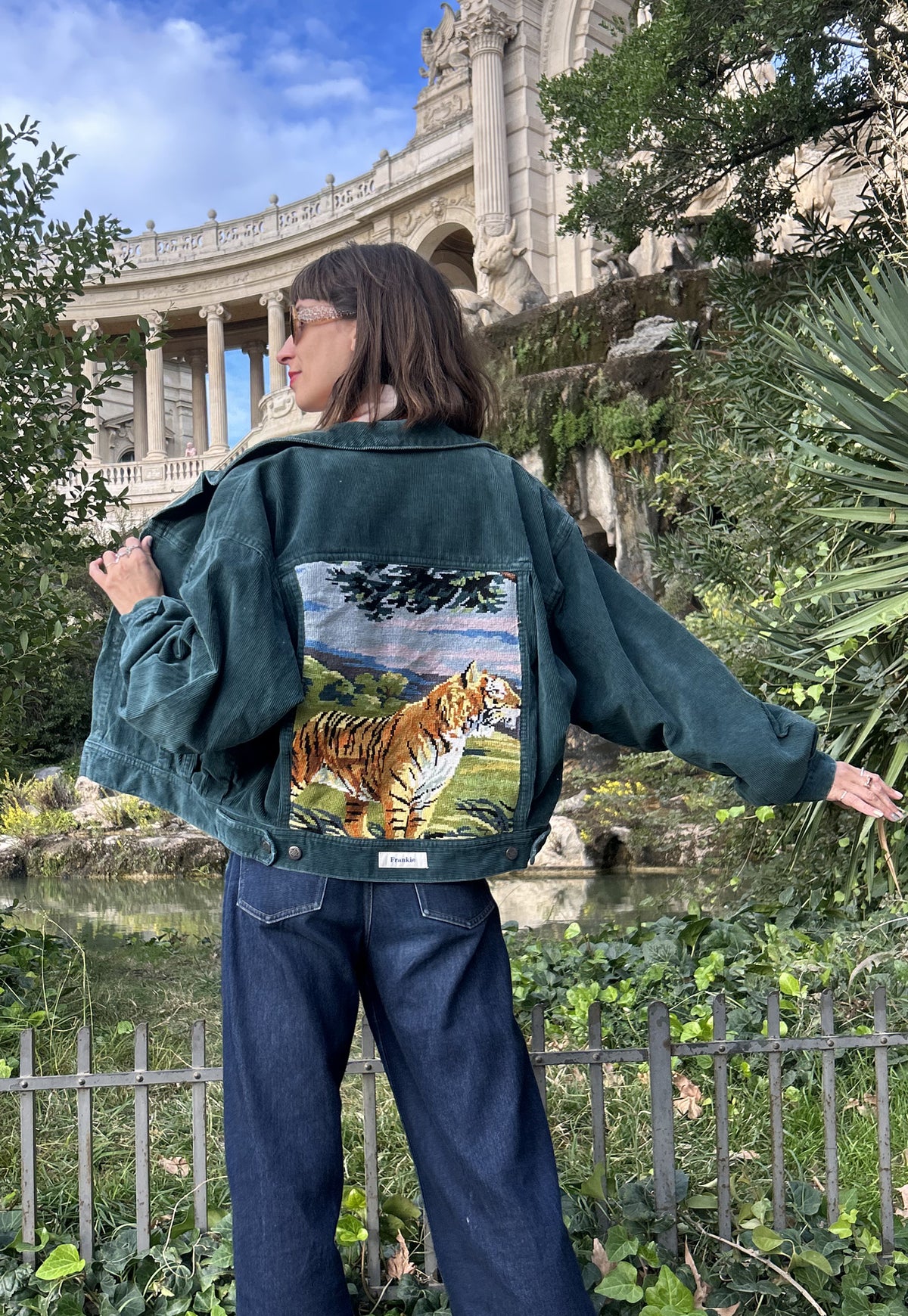 Upcycled jacket Eye of the tiger green (M)