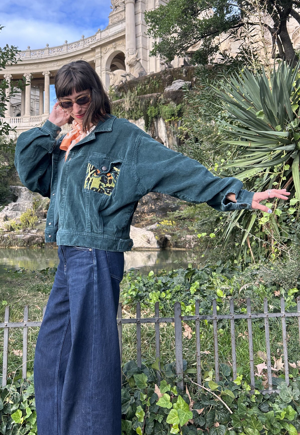 Upcycled jacket Eye of the tiger green (M)