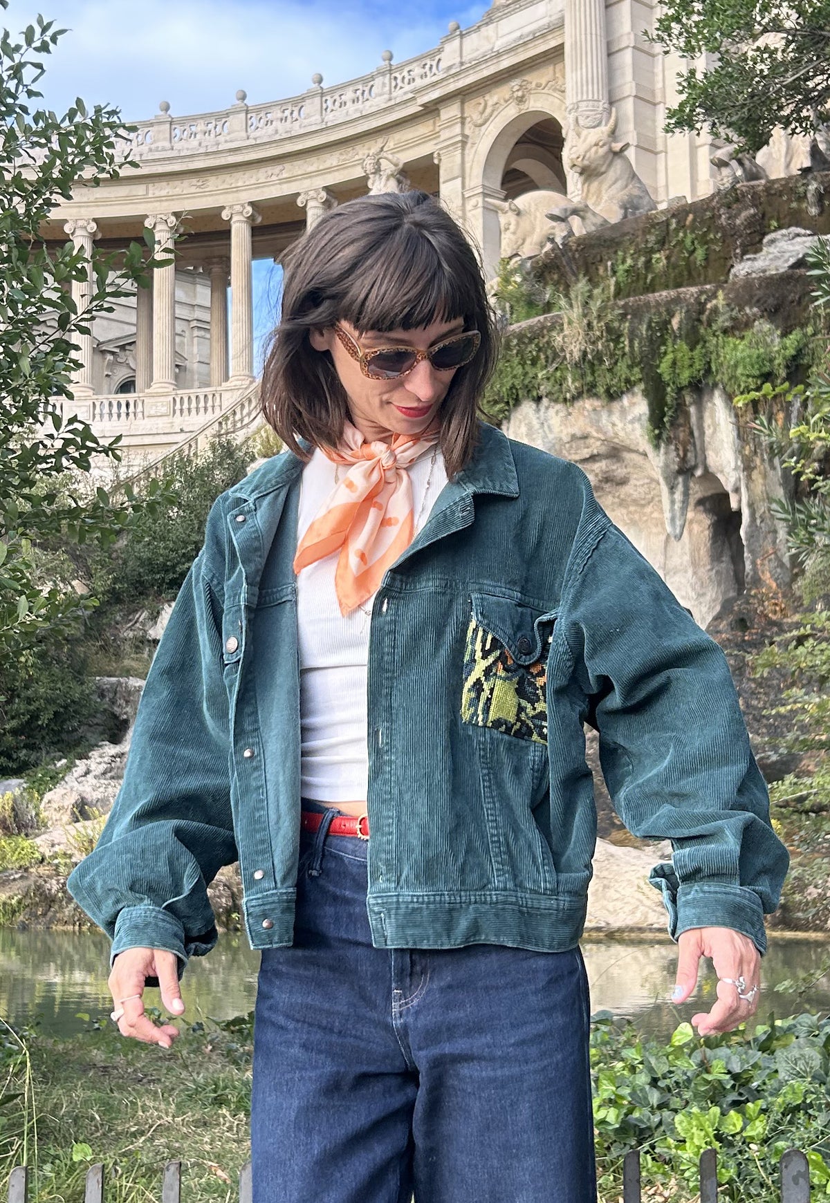 Upcycled jacket Eye of the tiger green (M)
