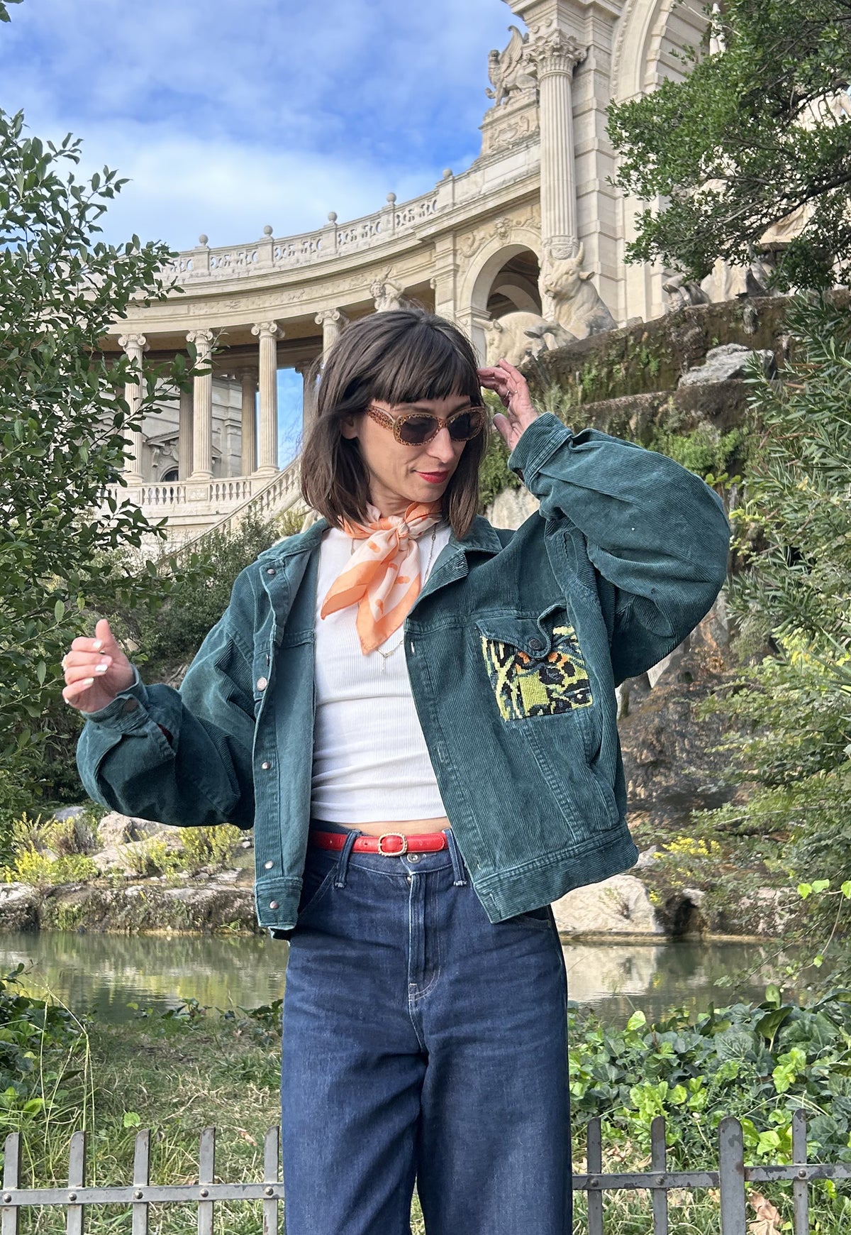 Upcycled jacket Eye of the tiger green (M)