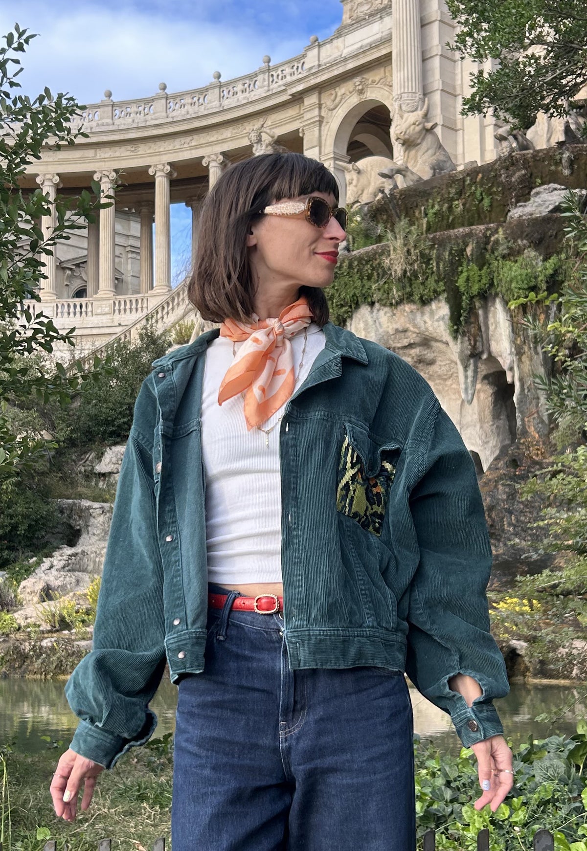 Upcycled jacket Eye of the tiger green (M)