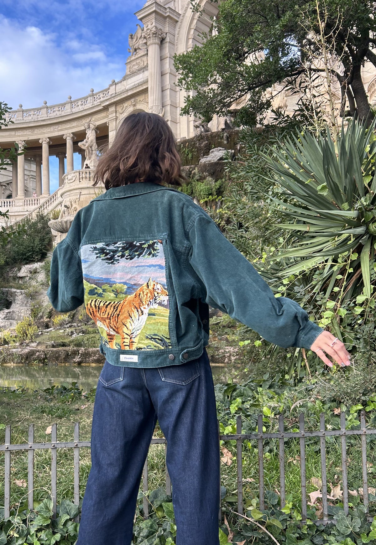 Upcycled jacket Eye of the tiger green (M)