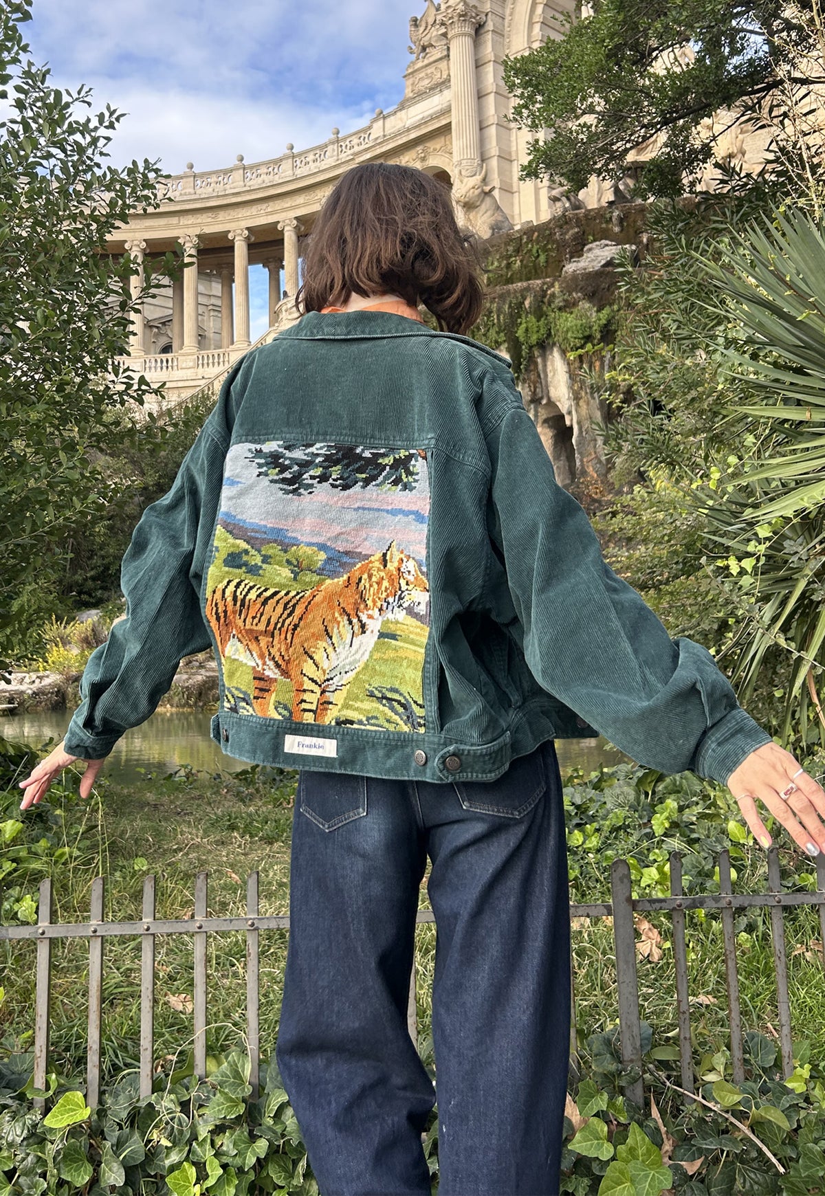 Upcycled jacket Eye of the tiger green (M)