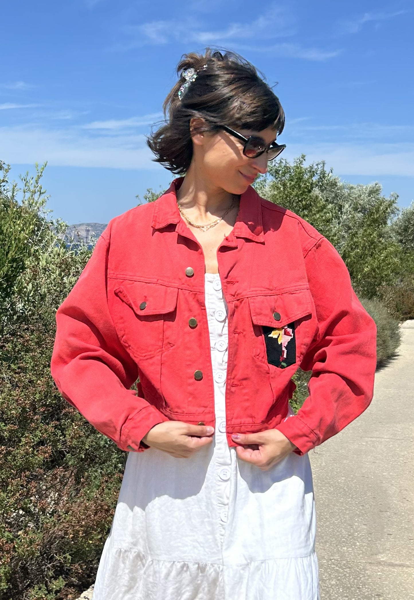 Upcycled jacket Wild bloom (S/M)