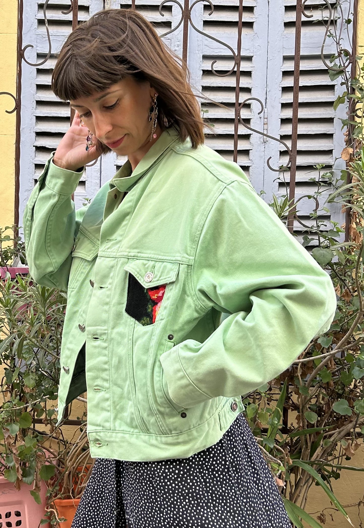 Upcycled jacket Wild flowers (M/L)