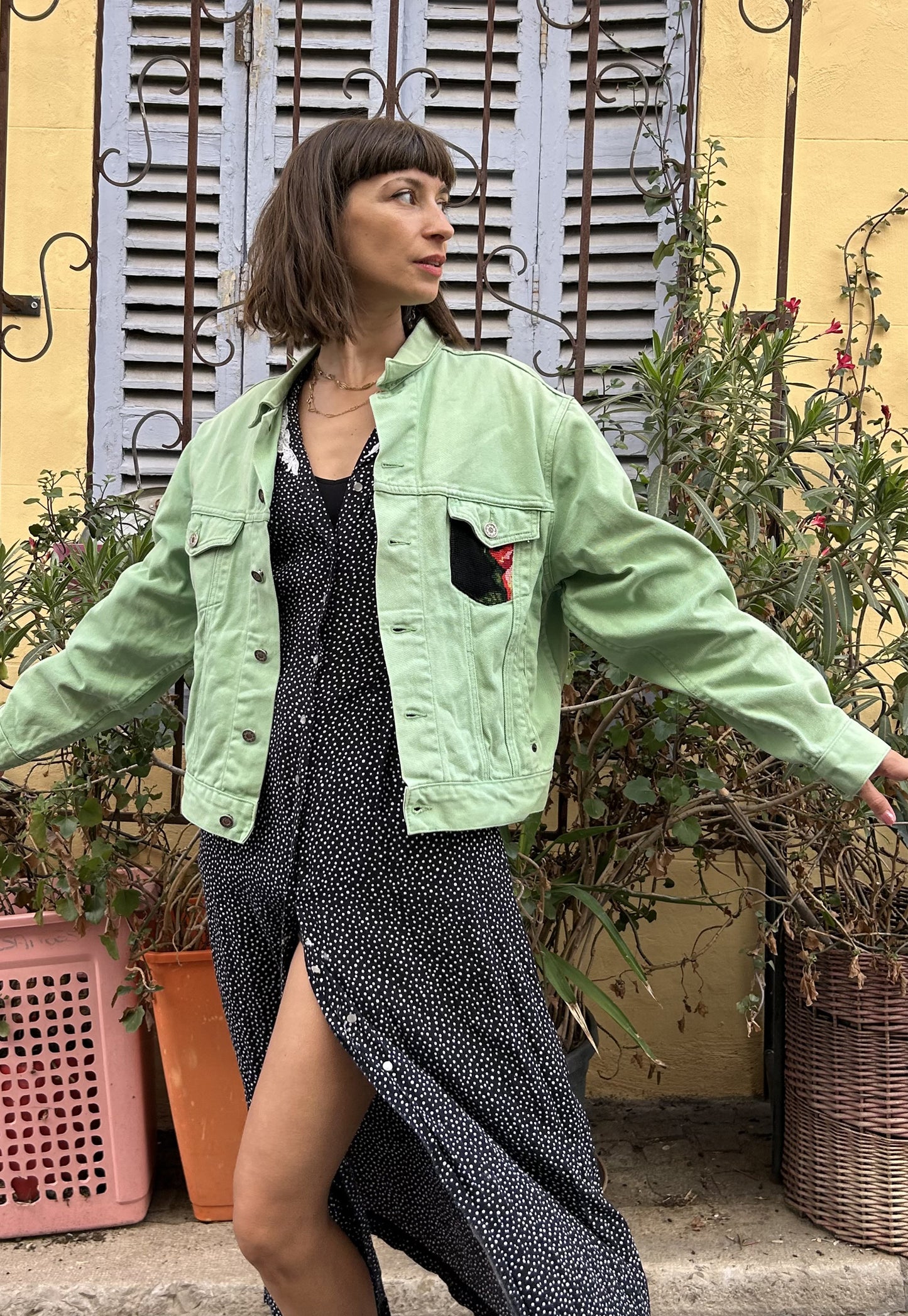 Upcycled jacket Wild flowers (M/L)