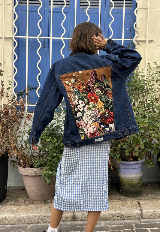 Upcycled jacket Les Fleurs (L)