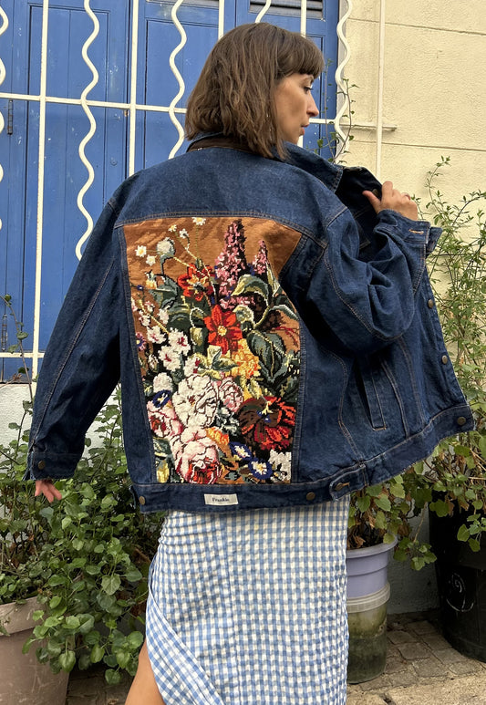 Upcycled jacket Les Fleurs (L)