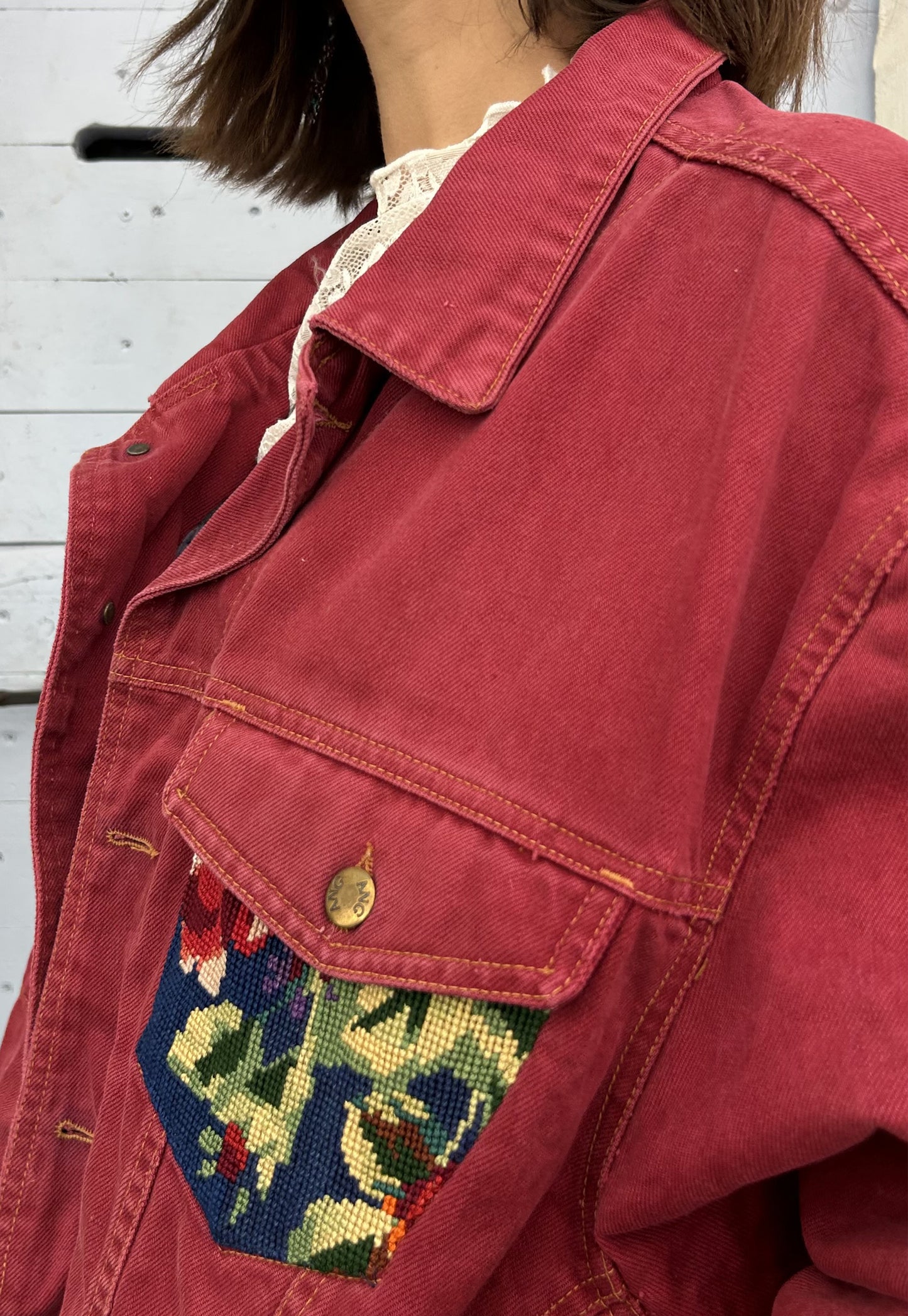 Upcycled jacket Wild Roses (M/L)