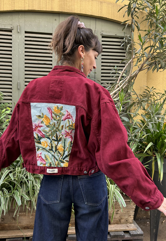 Upcycled jacket wild blooms (M)