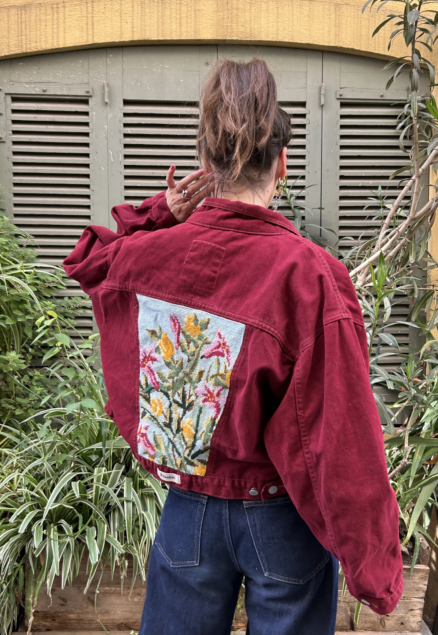 Upcycled jacket wild blooms (M)