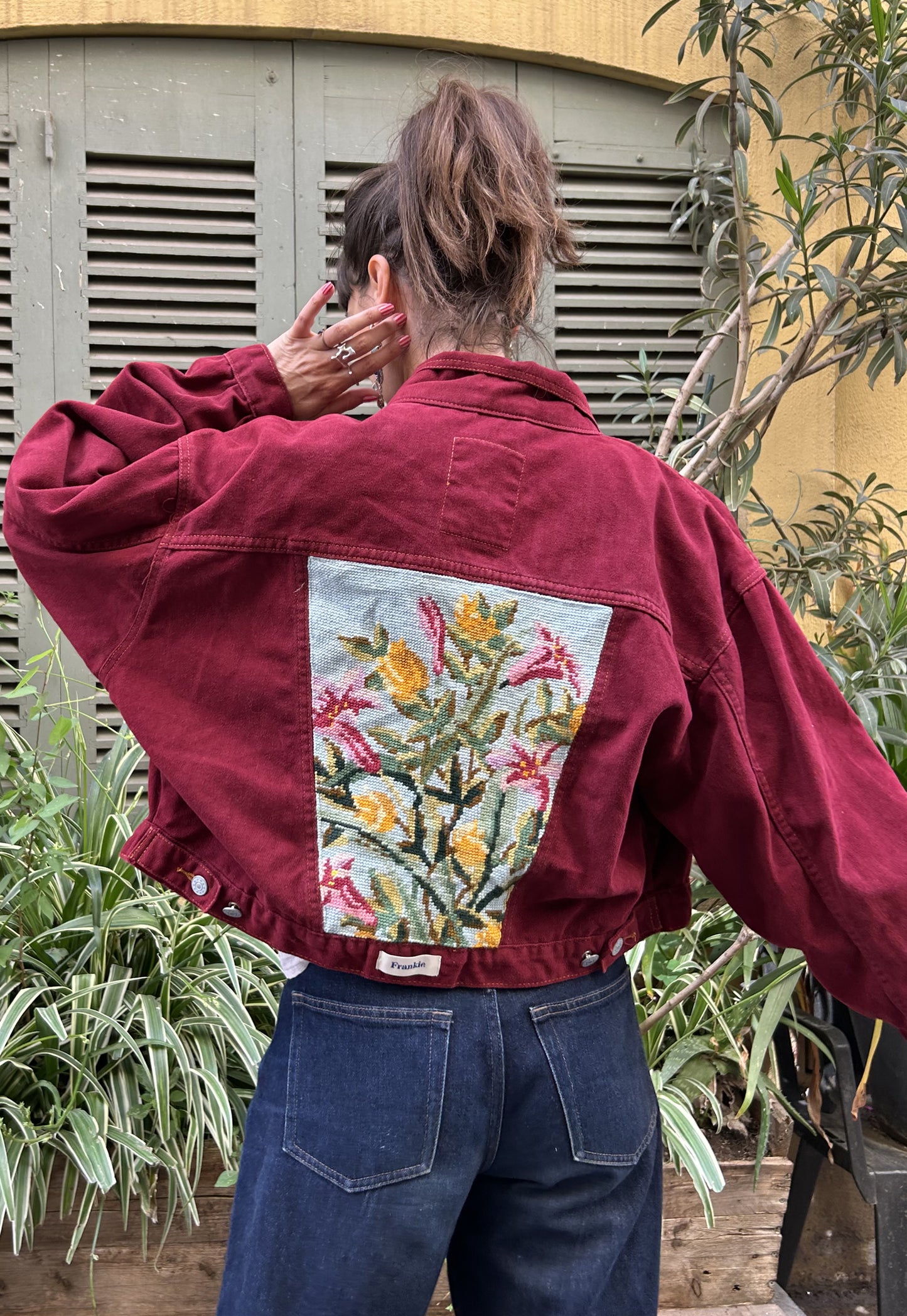 Upcycled jacket wild blooms (M)