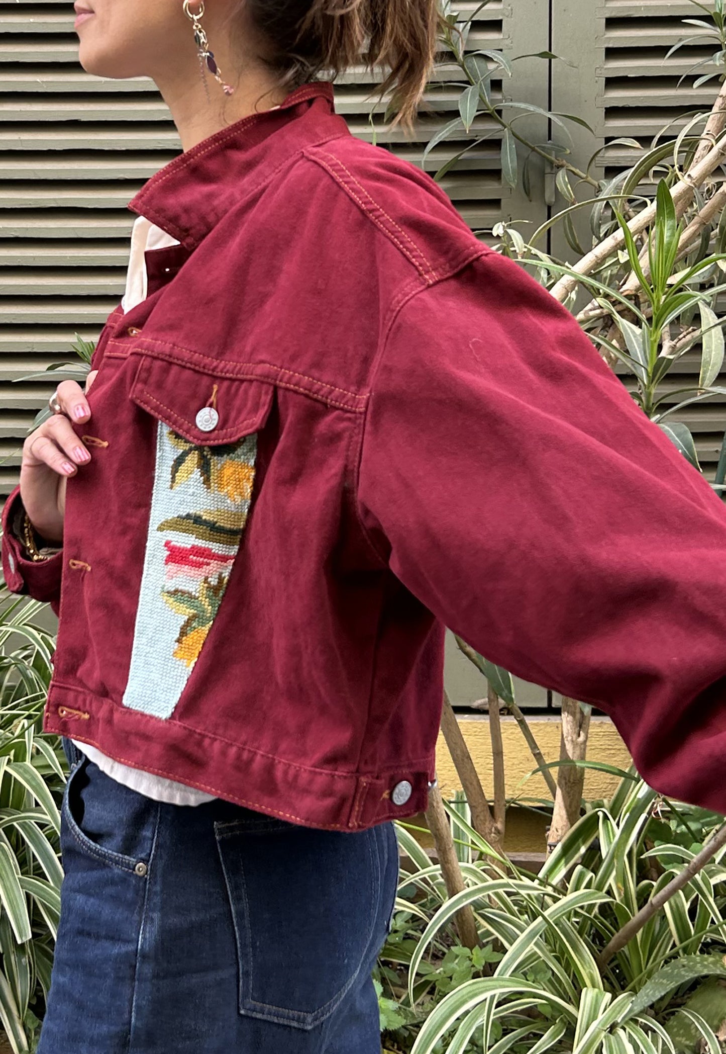 Upcycled jacket wild blooms (M)