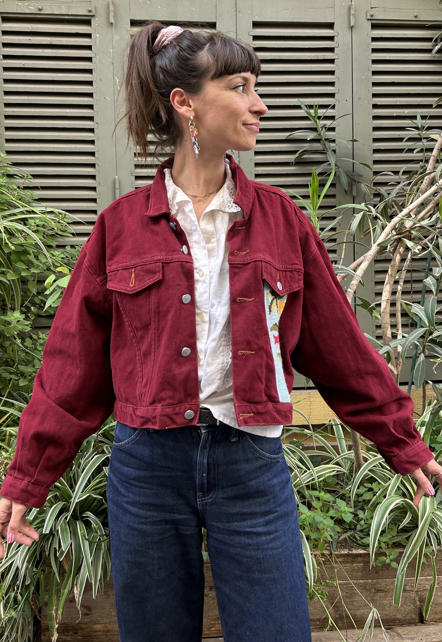 Upcycled jacket wild blooms (M)