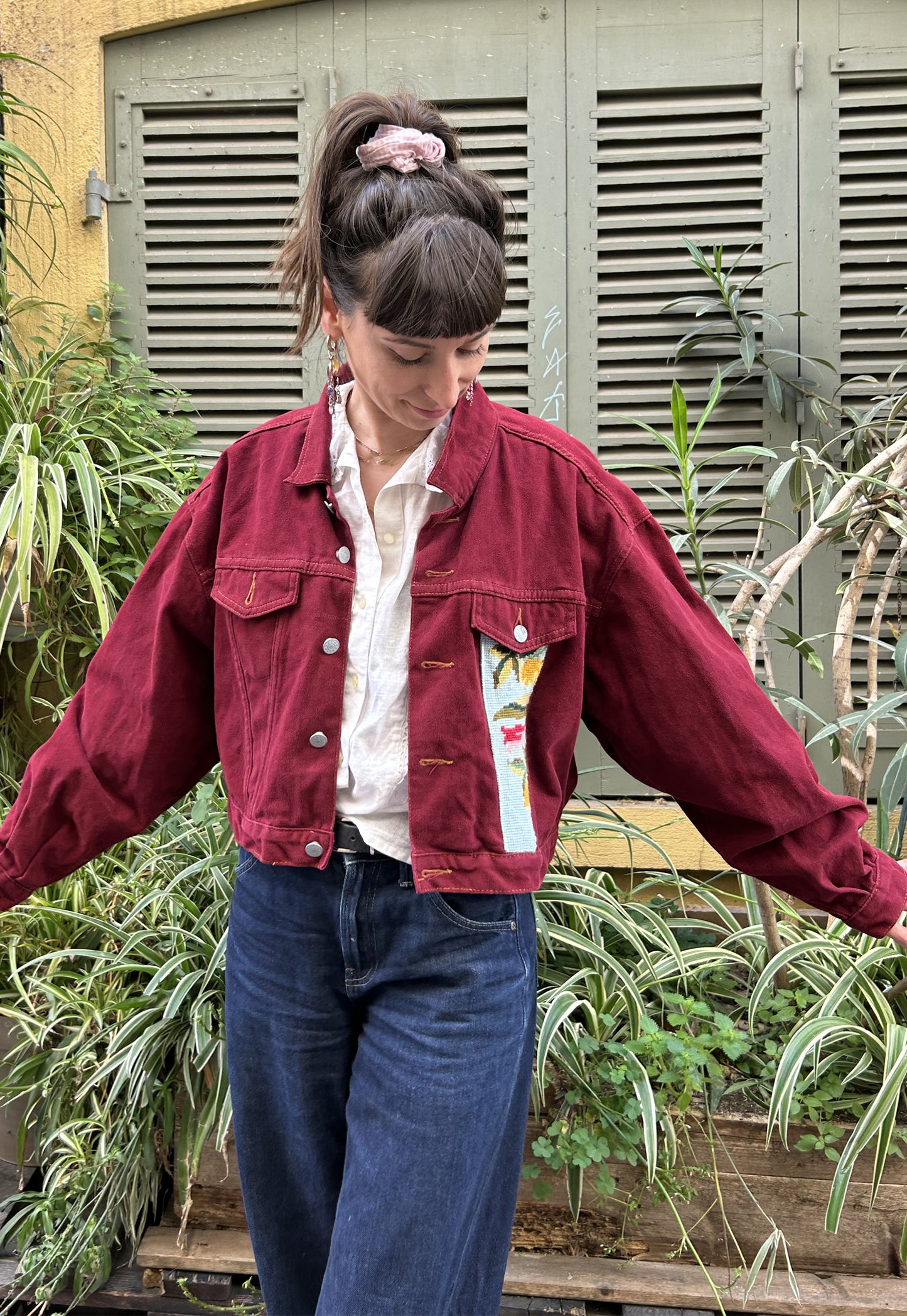 Upcycled jacket wild blooms (M)