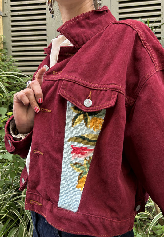 Upcycled jacket wild blooms (M)