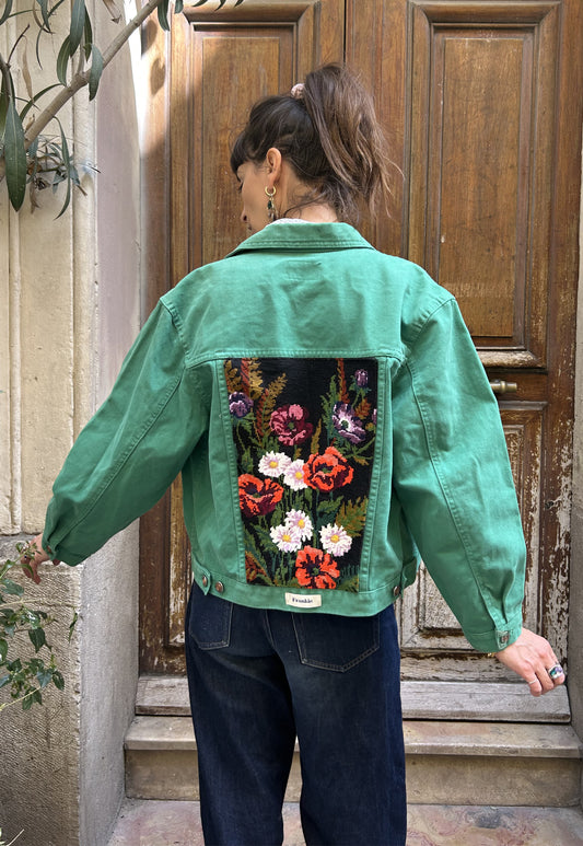 Upcycled jacket fleurs des champs (S/M)