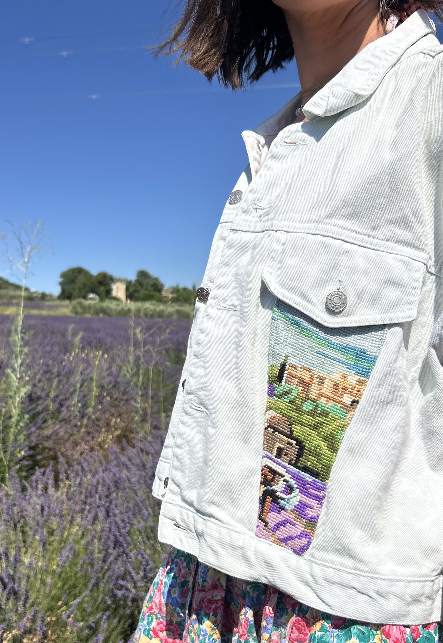 Upcycled Sleeveless Jacket Lavender Fields (M/L)