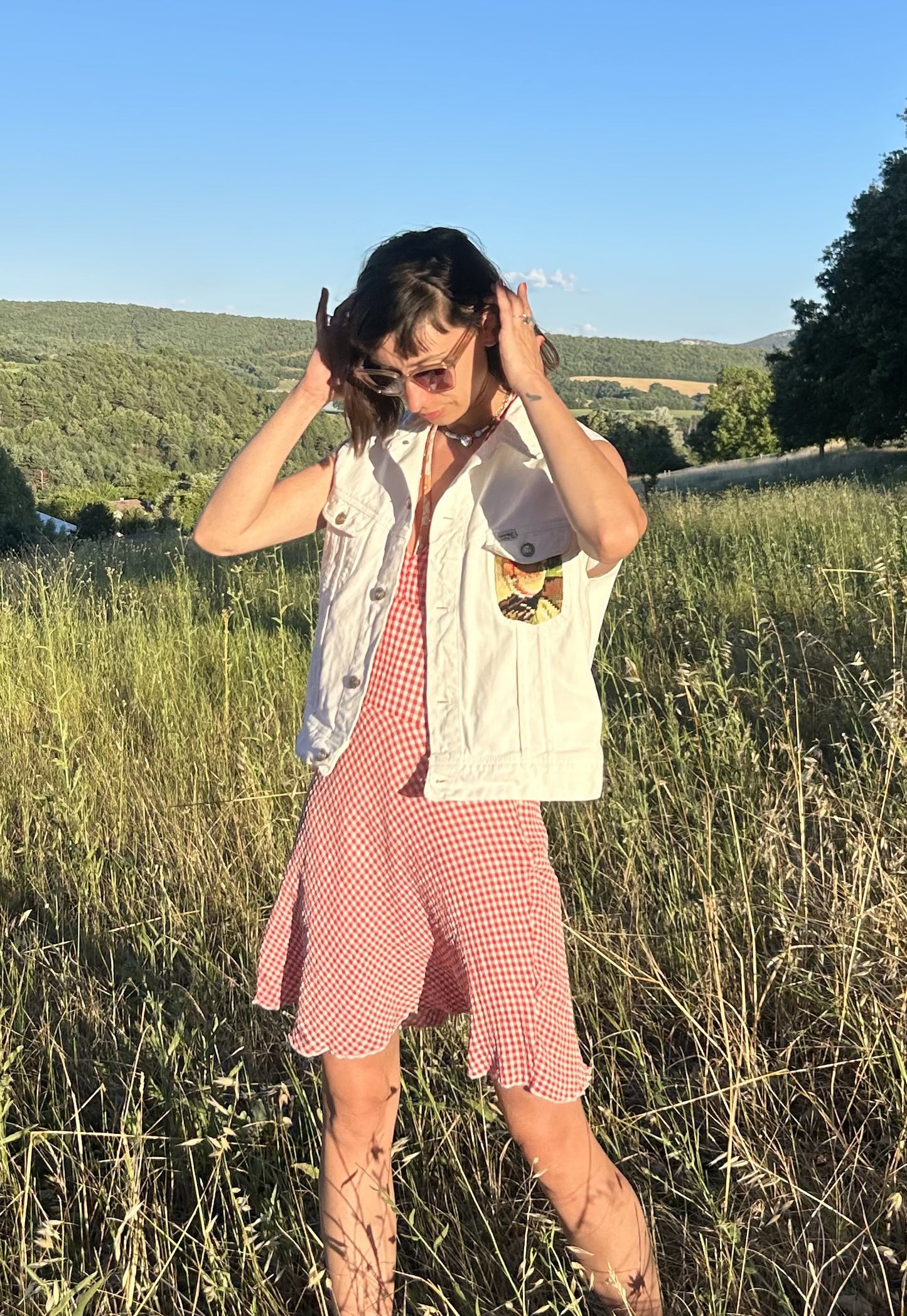 Upcycled Sleeveless Jacket Fleurs des Champs (S)