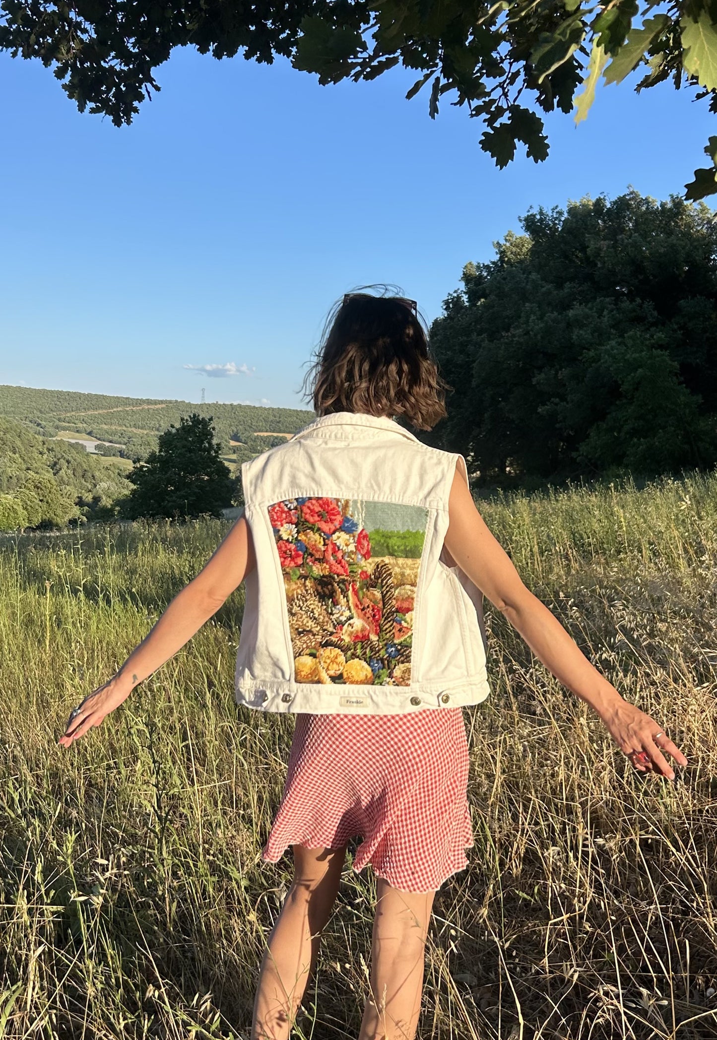 Upcycled Sleeveless Jacket Fleurs des Champs (S)