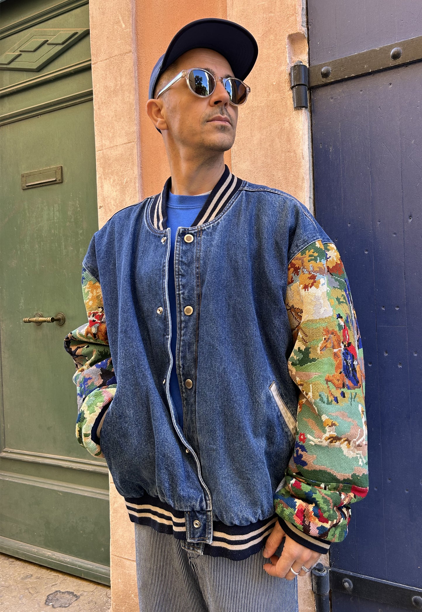 Upcycled Varsity Jacket Chasse à courre (L/XL)