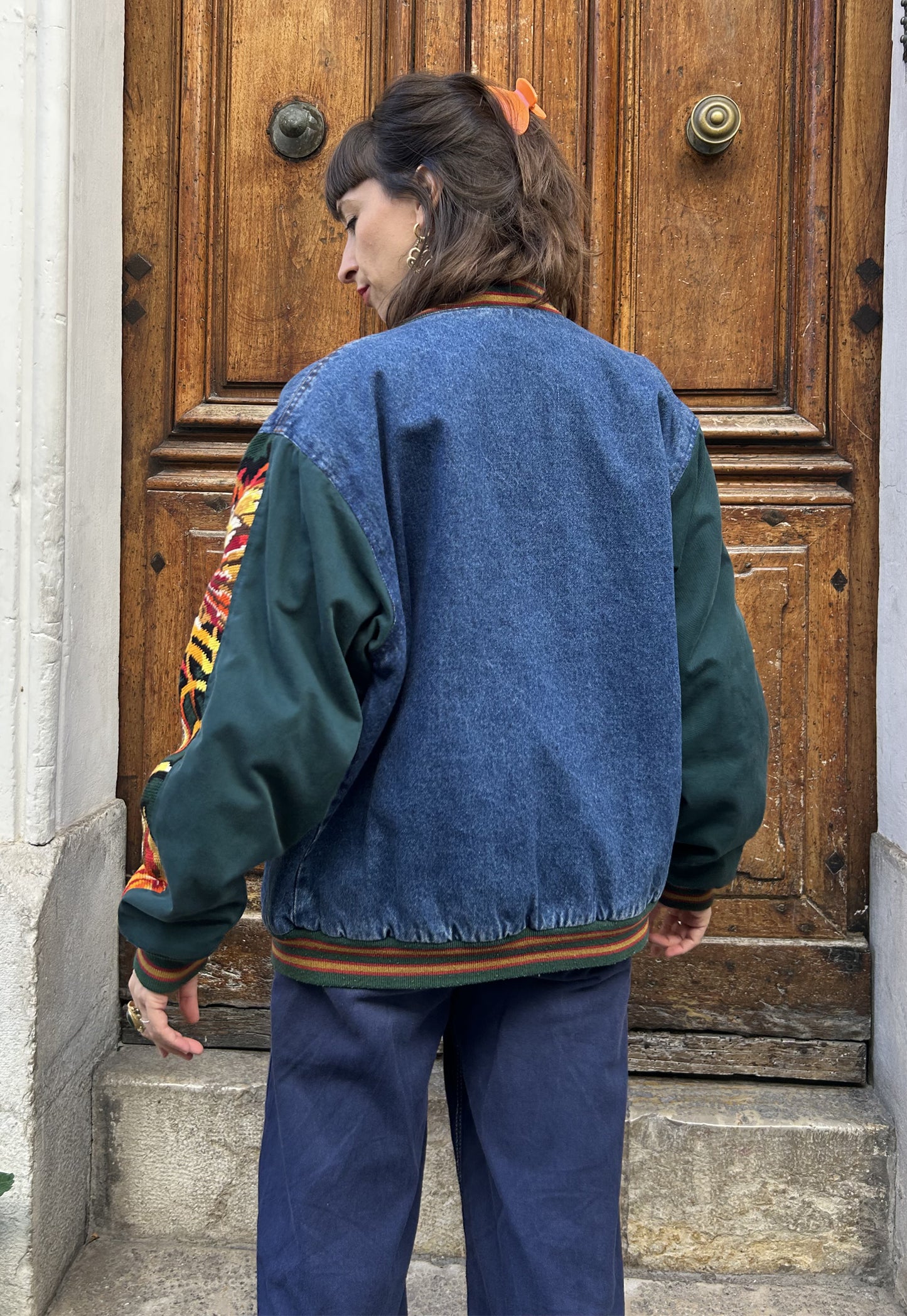 Upcycled Varsity Jacket Firebird (M)