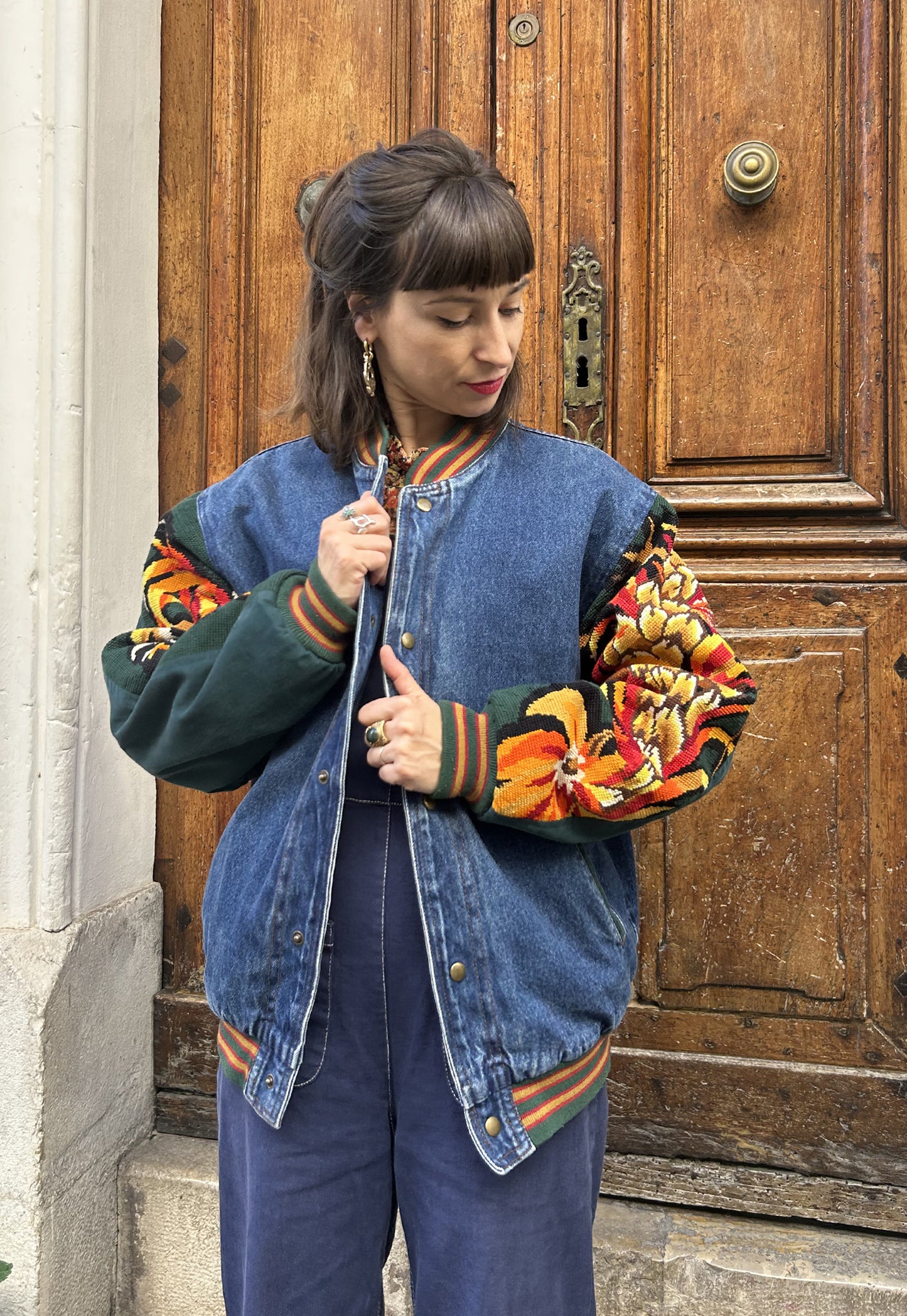 Upcycled Varsity Jacket Firebird (M)