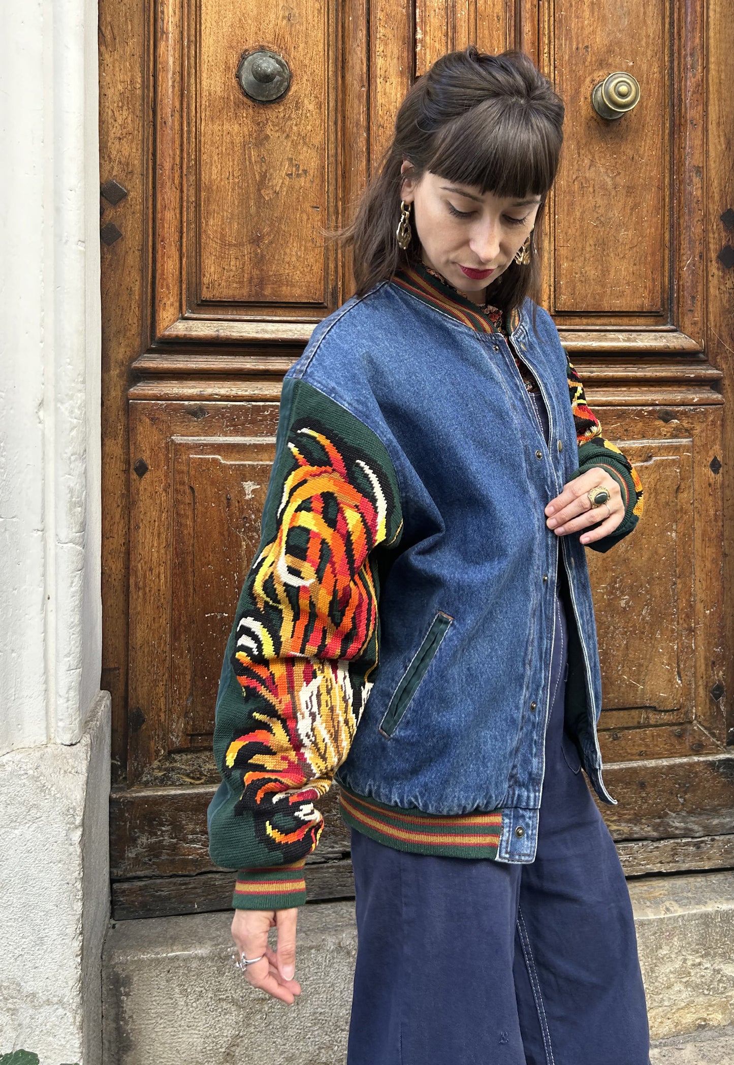 Upcycled Varsity Jacket Firebird (M)