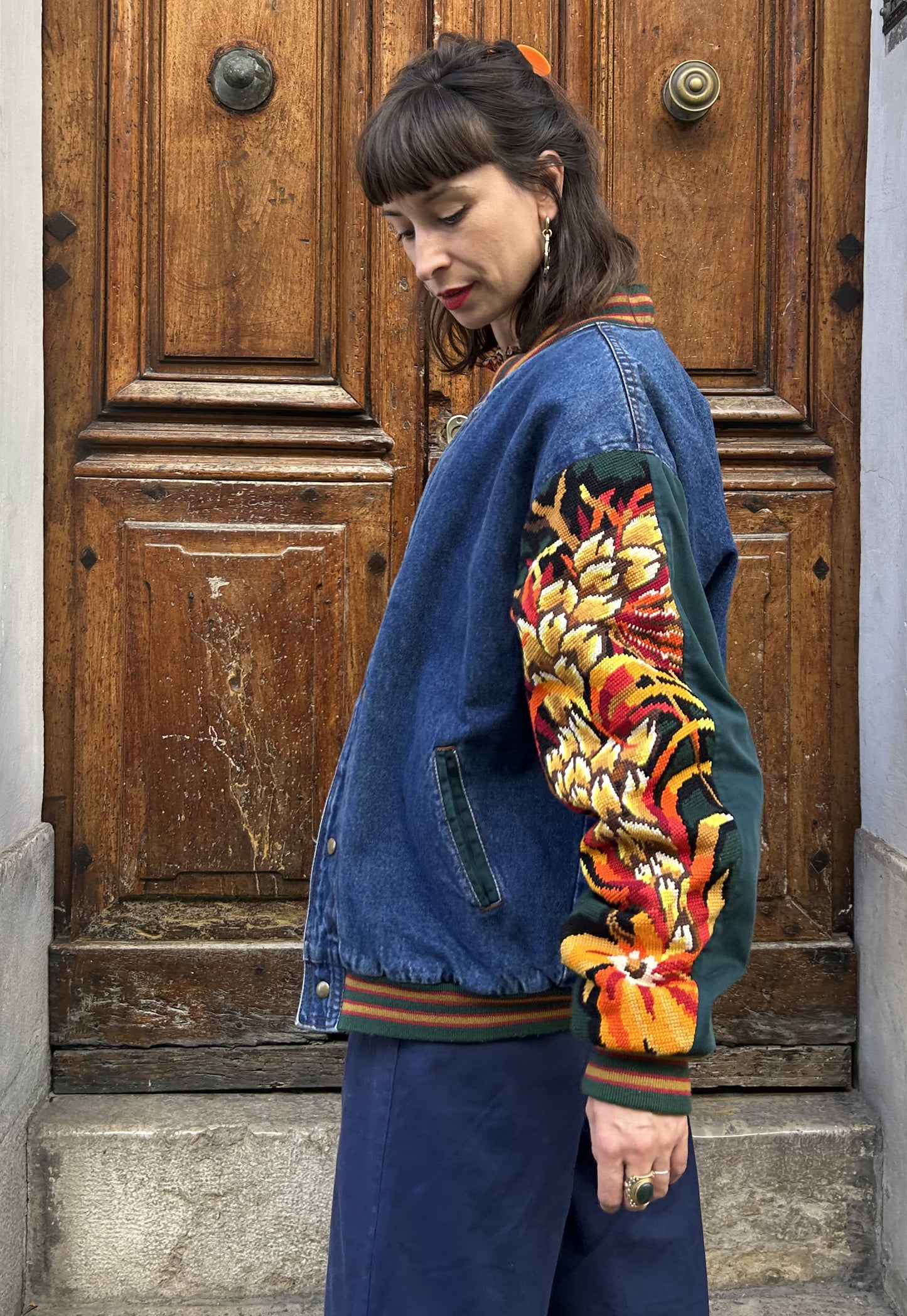 Upcycled Varsity Jacket Firebird (M)