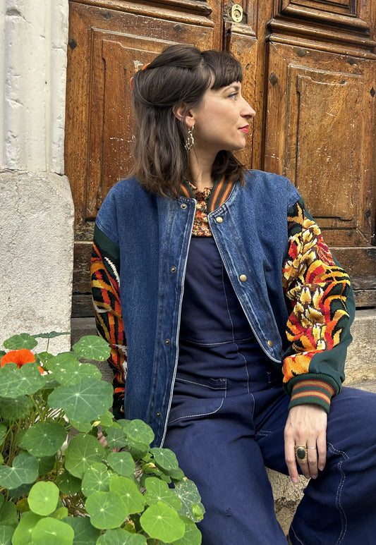 Upcycled Varsity Jacket Firebird (M)