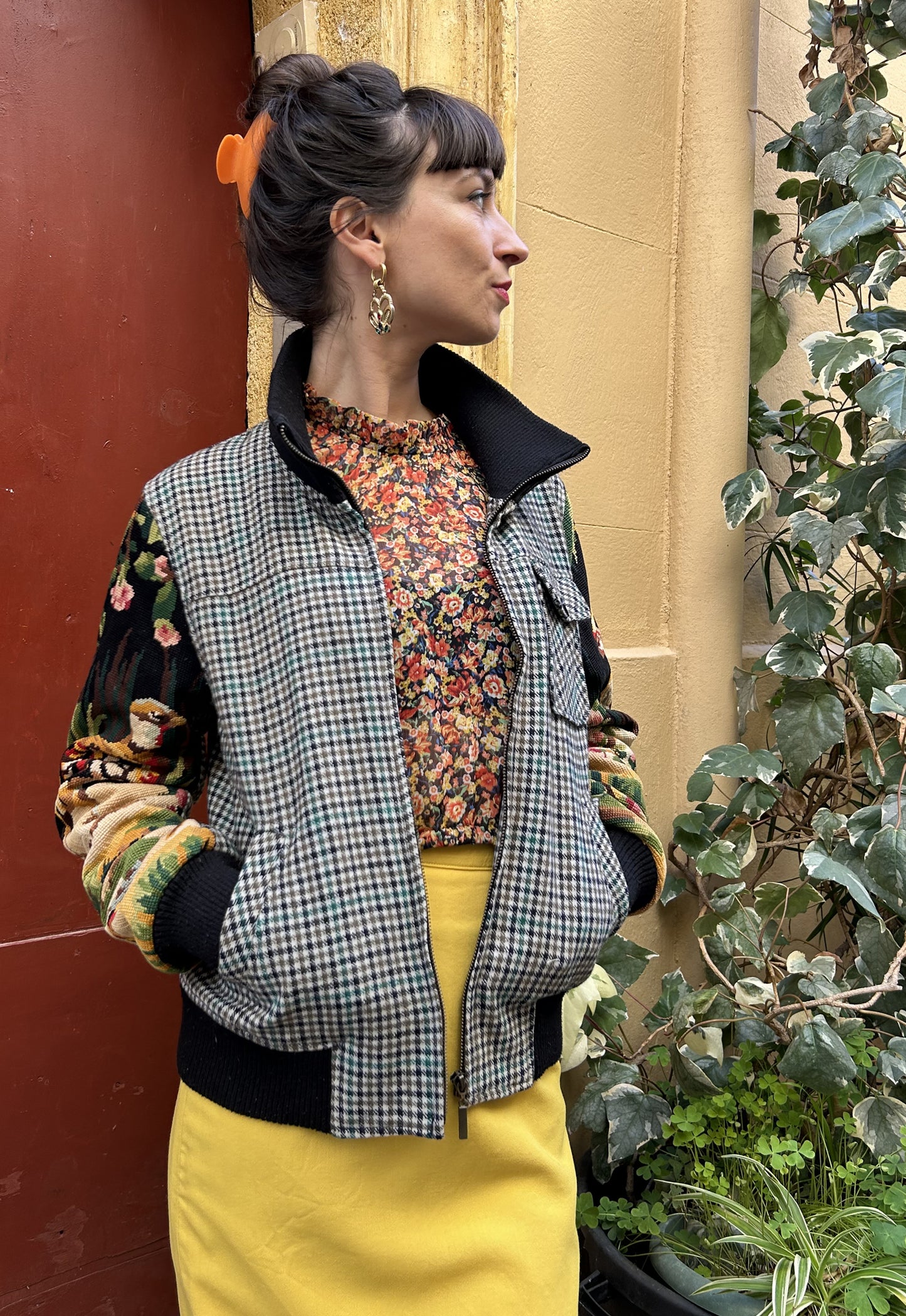 Upcycled  Jacket Wild Birds  (S)